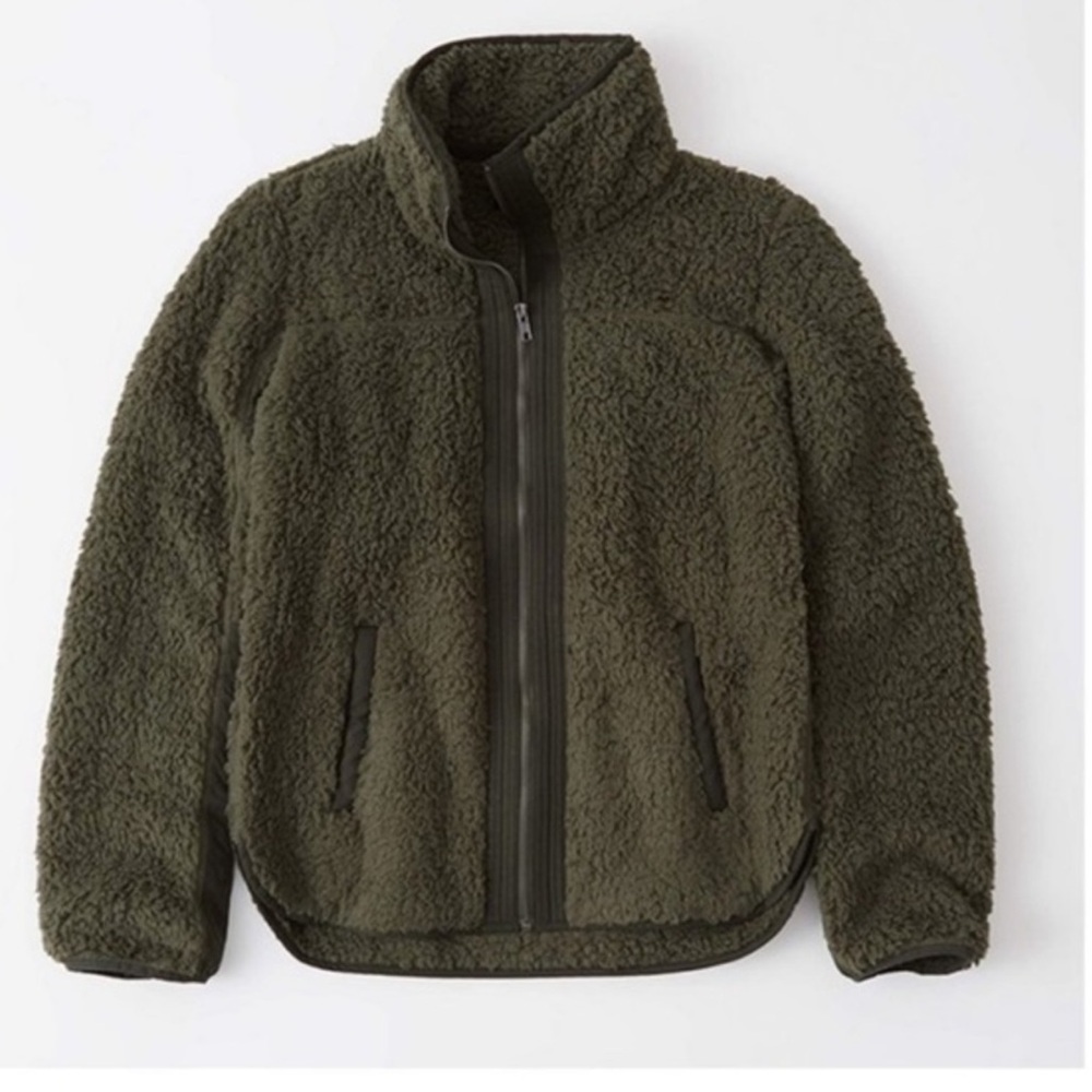 Abercrombie & Fitch Women’s Green Fleece Zip Up Size M
